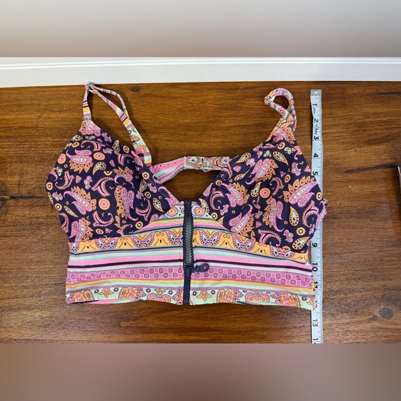 Victoria’s Secret tankini bikini paisley pink, purple, mint swimsuit set. Size M - Picture 4 of 16